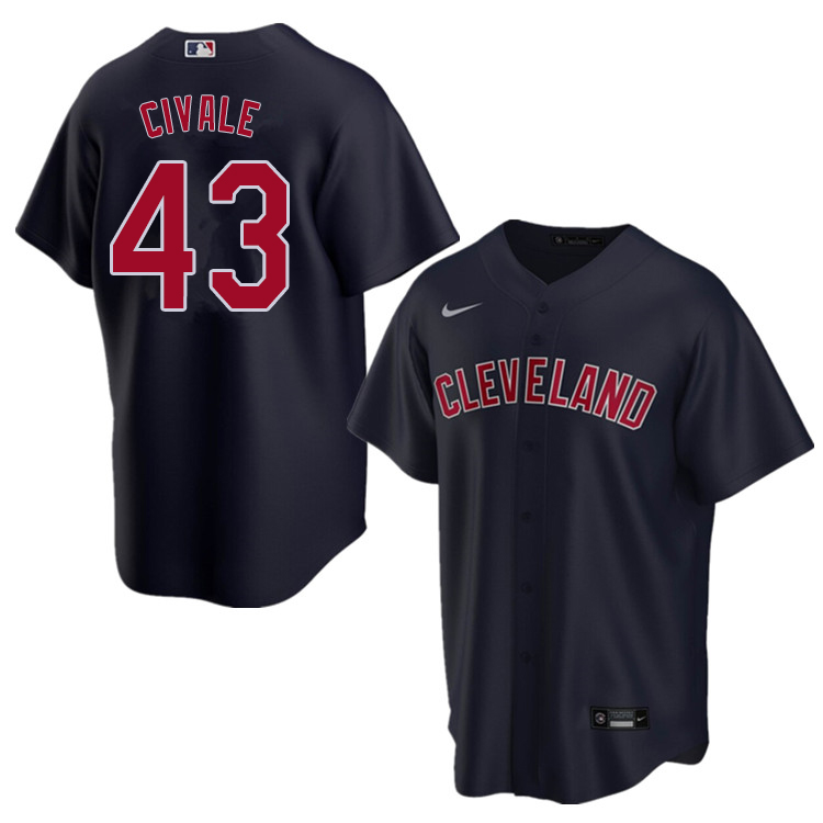 Nike Men #43 Aaron Civale Cleveland Indians Baseball Jerseys Sale-Navy
